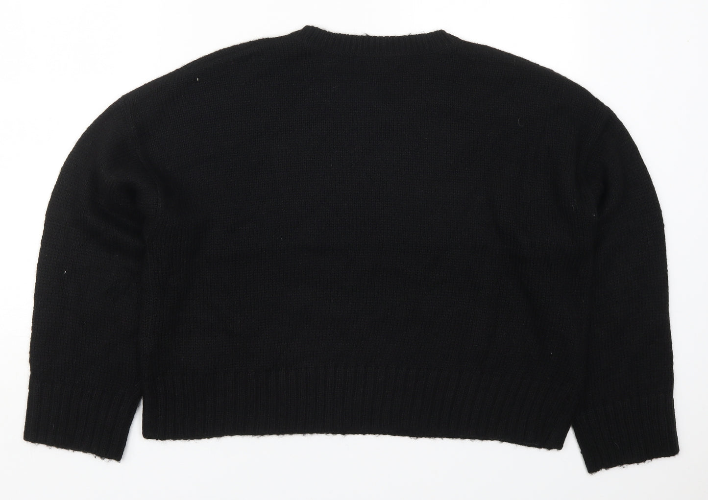 New Look Womens Black Round Neck  Acrylic Pullover Jumper Size L