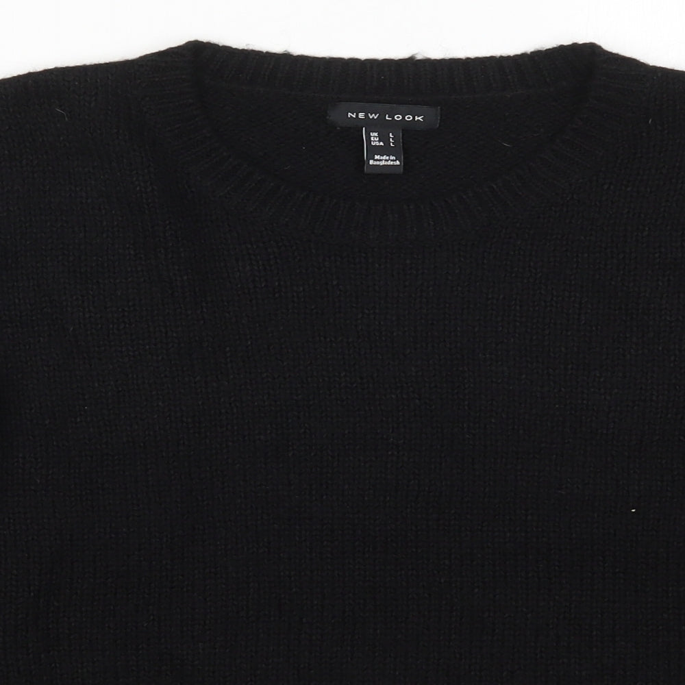 New Look Womens Black Round Neck  Acrylic Pullover Jumper Size L