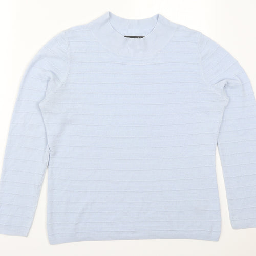 Bonmarché Womens Blue Round Neck  Acrylic Pullover Jumper Size S