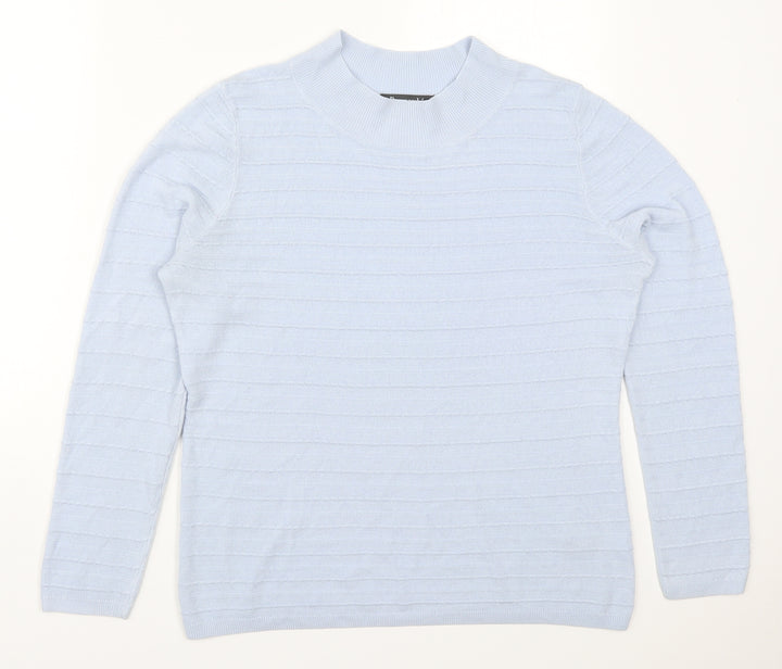 Bonmarché Womens Blue Round Neck  Acrylic Pullover Jumper Size S
