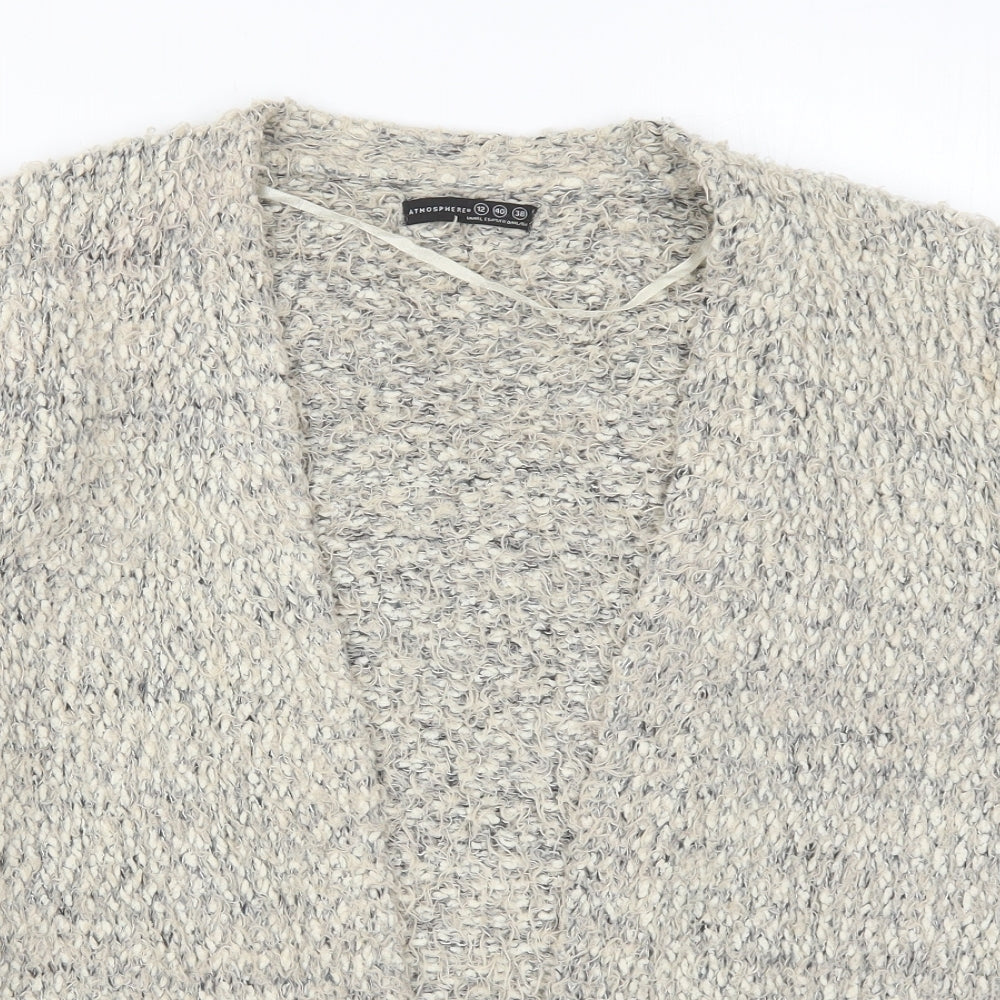 Atmosphere Womens Beige V-Neck  Polyester Cardigan Jumper Size 12