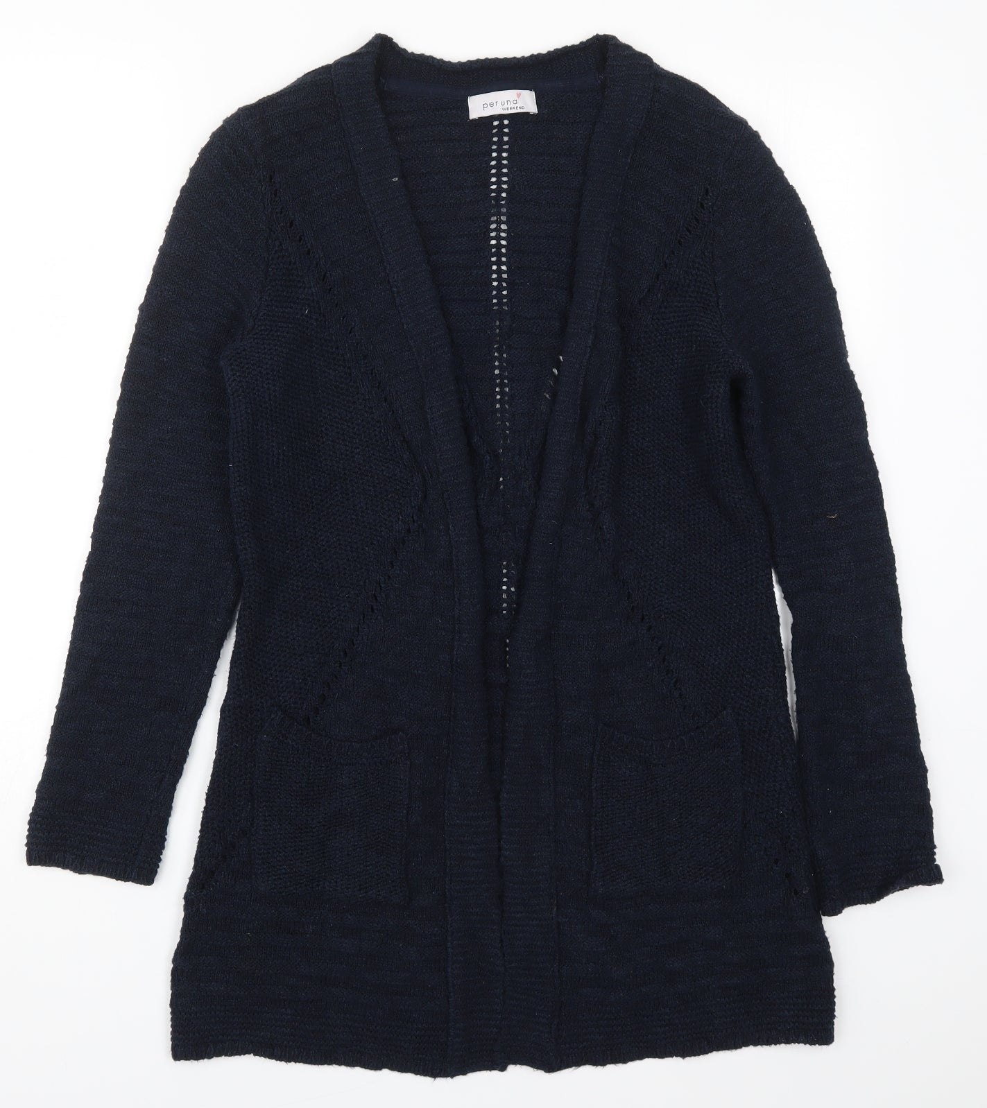 Marks and Spencer Womens Blue V-Neck  Cotton Cardigan Jumper Size 12