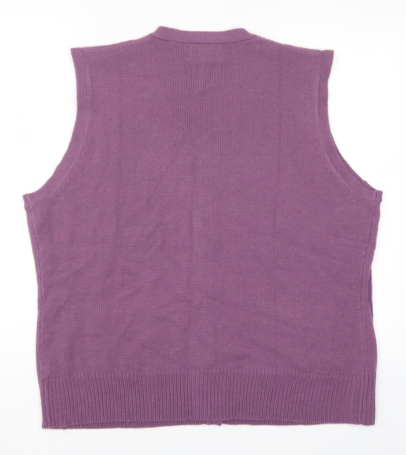 EWM Womens Purple V-Neck  Acrylic Cardigan Jumper Size 22