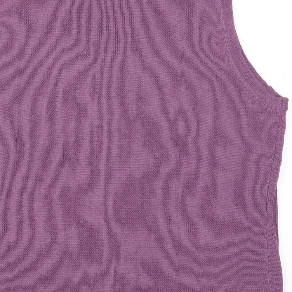 EWM Womens Purple V-Neck  Acrylic Cardigan Jumper Size 22