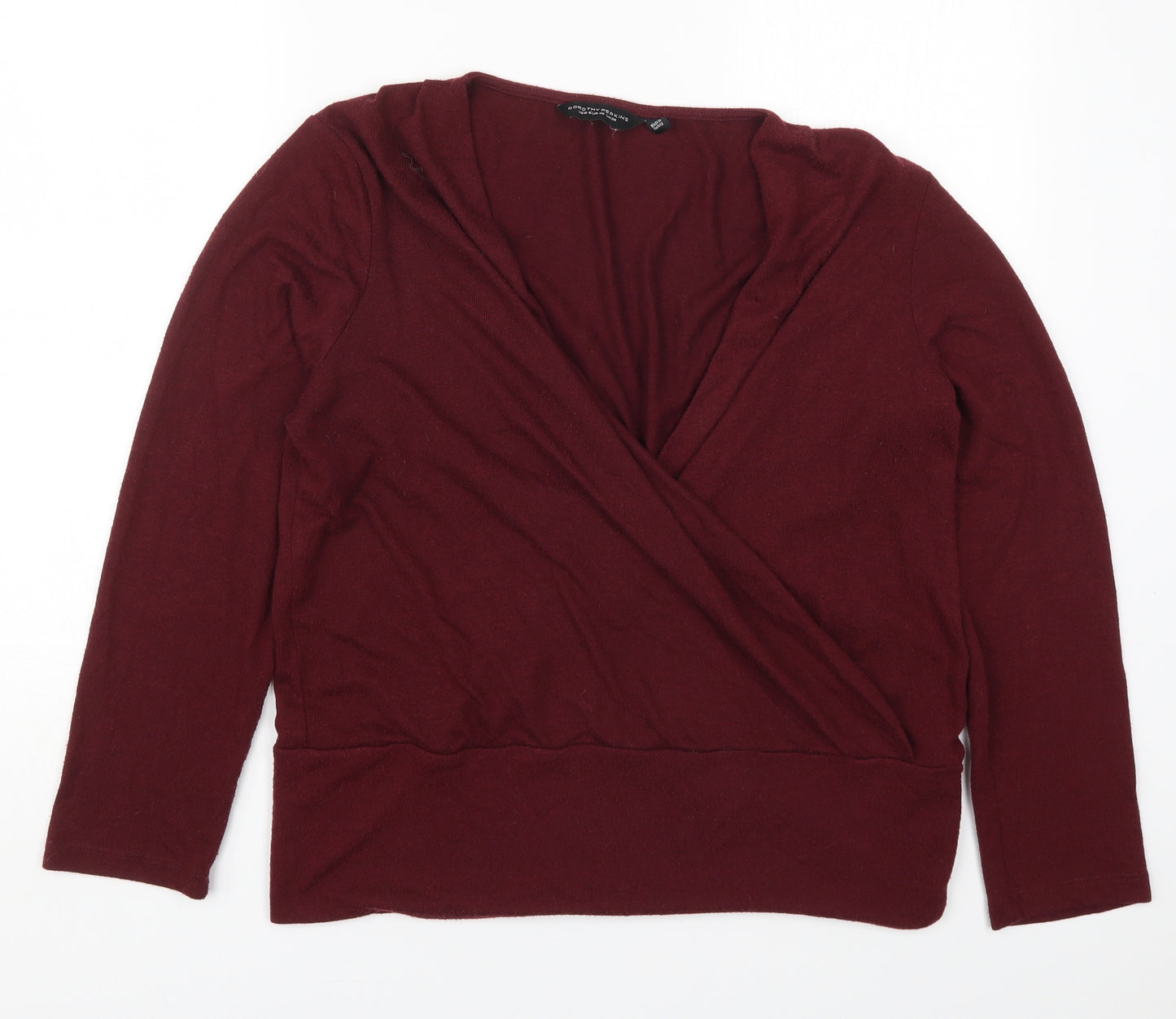 Dorothy Perkins Womens Red V-Neck  Viscose Pullover Jumper Size 20