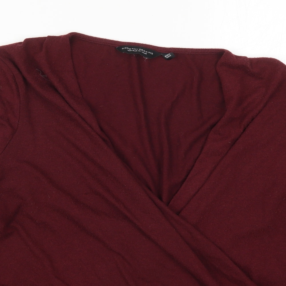 Dorothy Perkins Womens Red V-Neck  Viscose Pullover Jumper Size 20