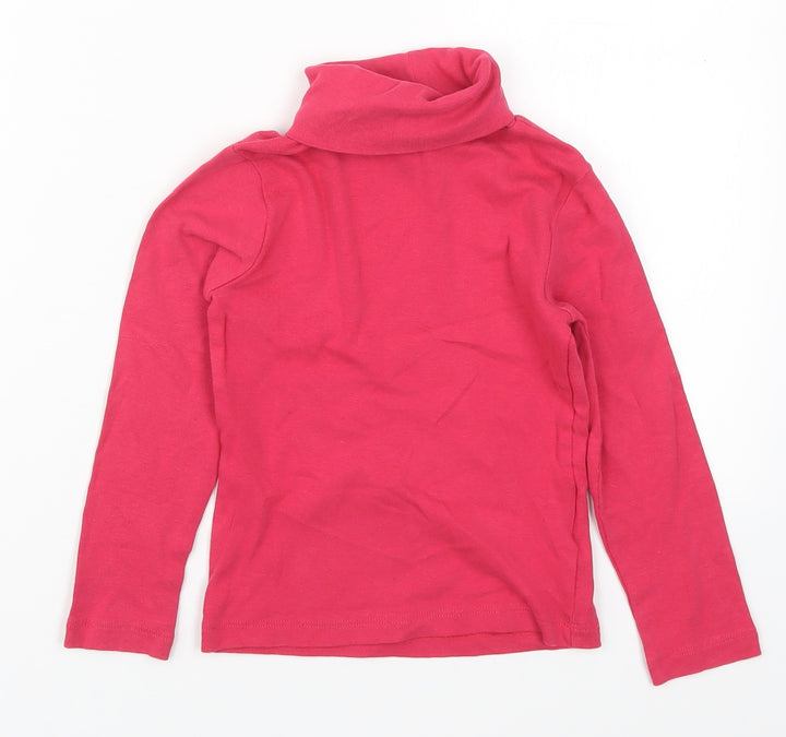 Mont Prix Girls Pink Cotton Basic T-Shirt Size 6 Years Roll Neck Pullover