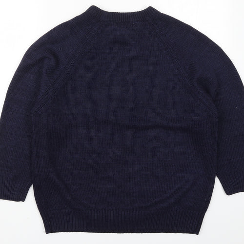 Emily Claire Womens Blue Round Neck  Acrylic Pullover Jumper Size 14