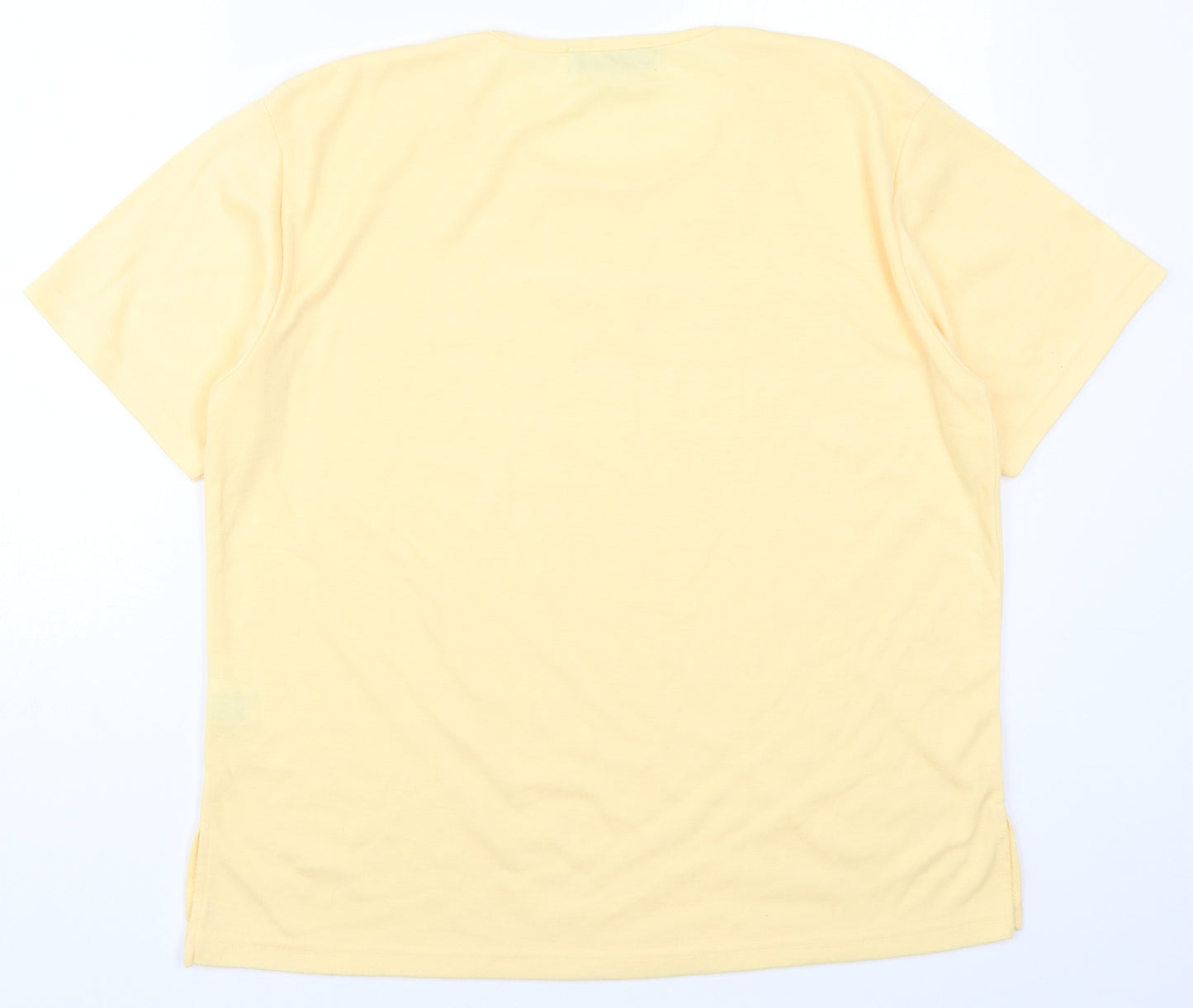 Donna Donna Womens Yellow  Cotton Basic T-Shirt Size L Round Neck