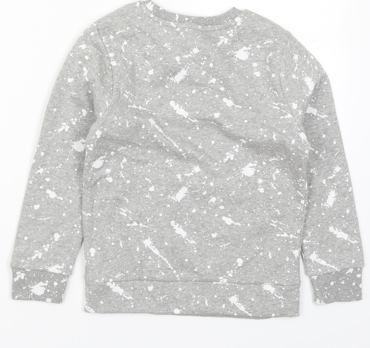 George Boys Grey  Cotton Pullover Sweatshirt Size 6-7 Years  Pullover - Paint Splatter Print