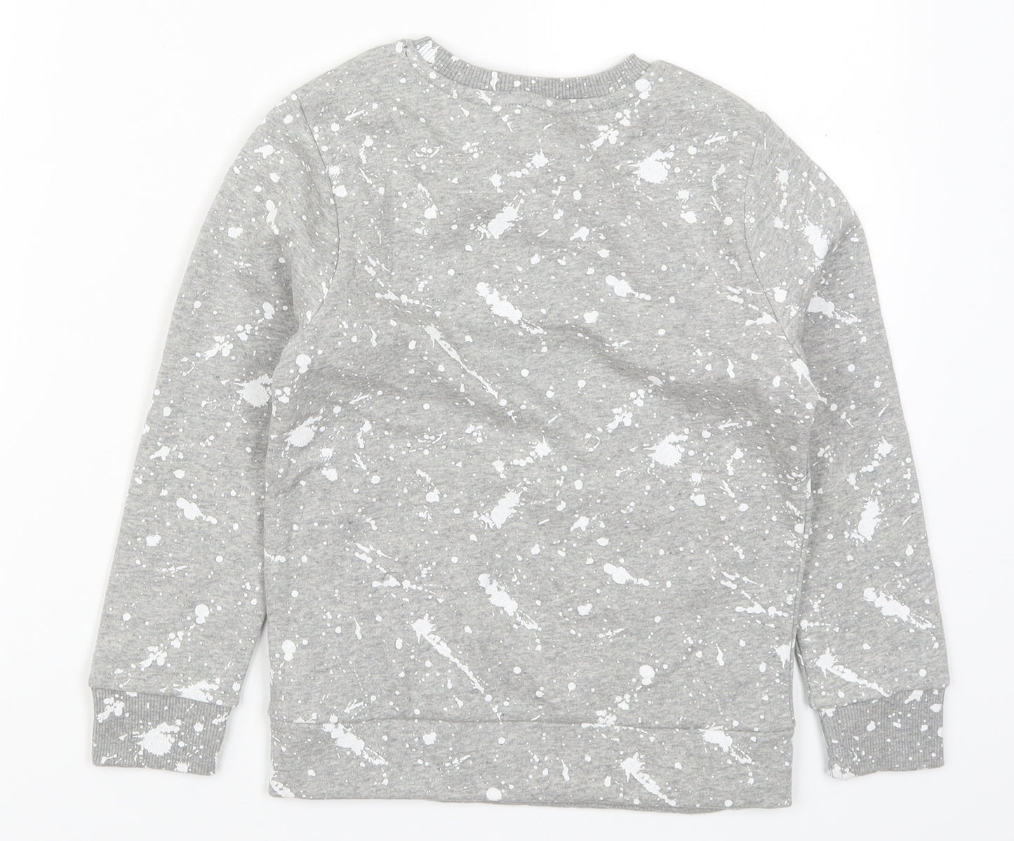 George Boys Grey  Cotton Pullover Sweatshirt Size 6-7 Years  Pullover - Paint Splatter Print