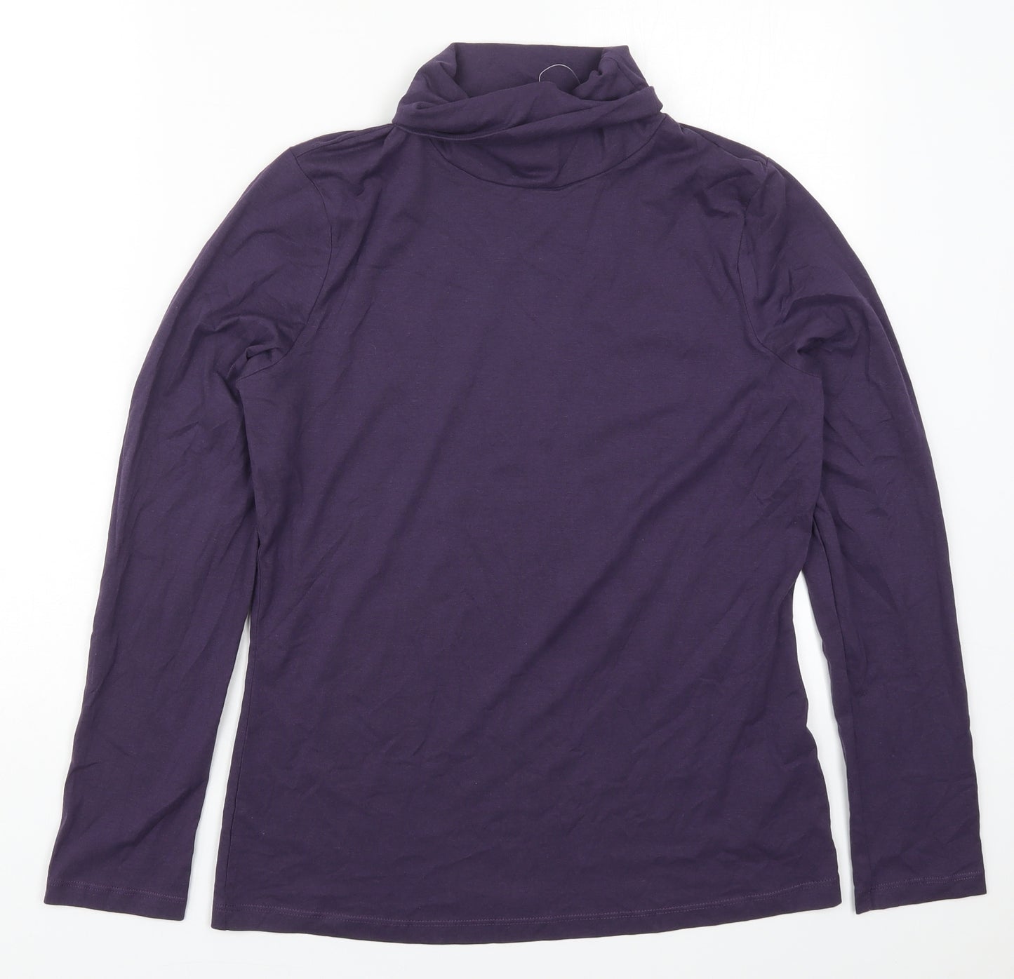 F&F Womens Purple  Cotton Basic T-Shirt Size 14 Roll Neck