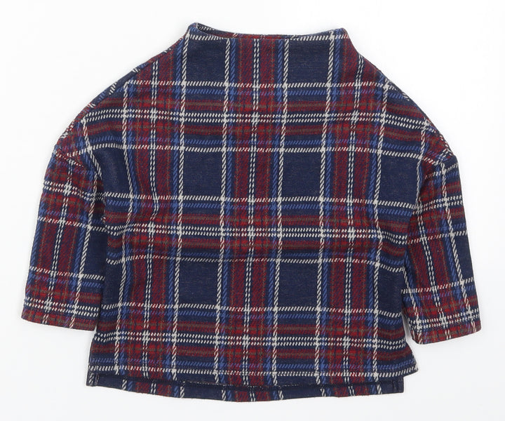 NEXT Girls Blue Check Polyester Pullover Sweatshirt Size 3 Years Pullover - Red