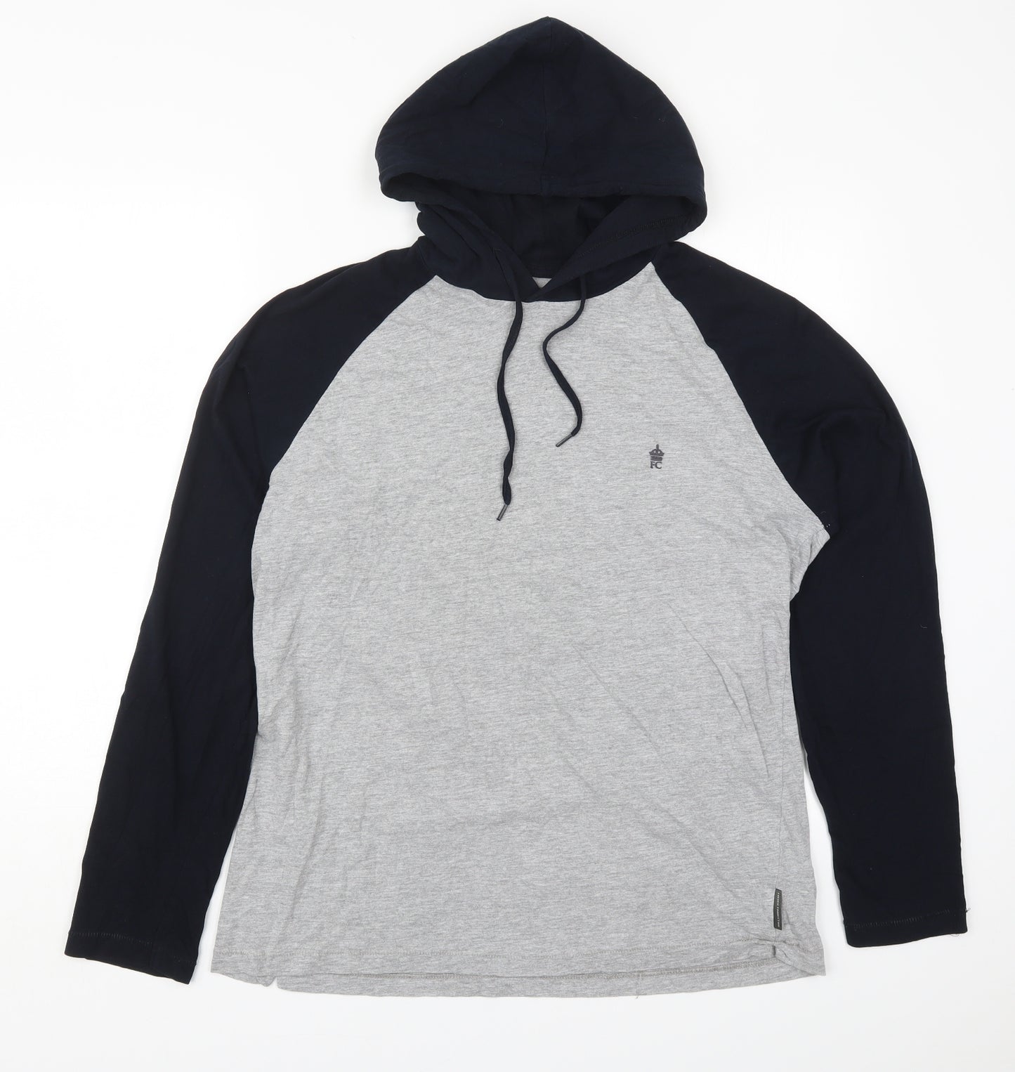 French Connection Mens Grey  Cotton Full Zip Hoodie Size XL