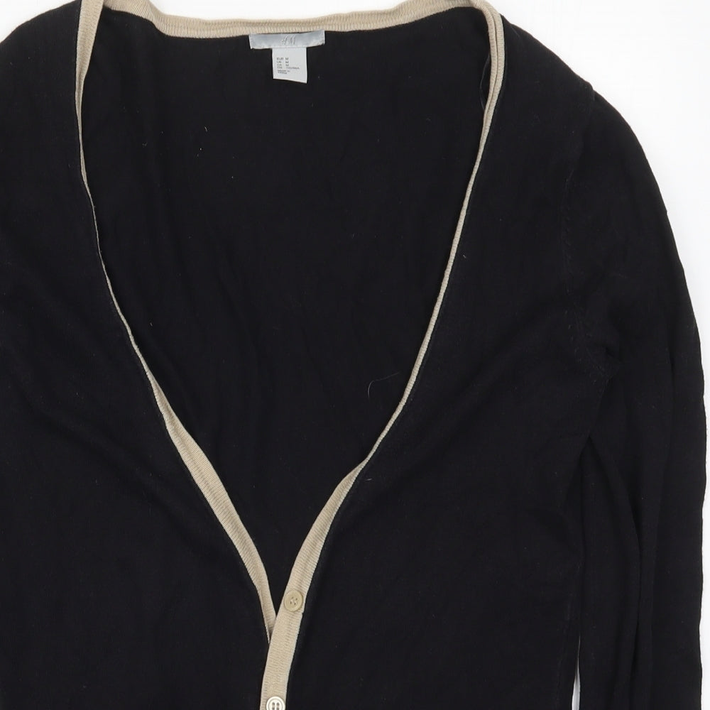 H&M Womens Black V-Neck  Cotton Cardigan Jumper Size M