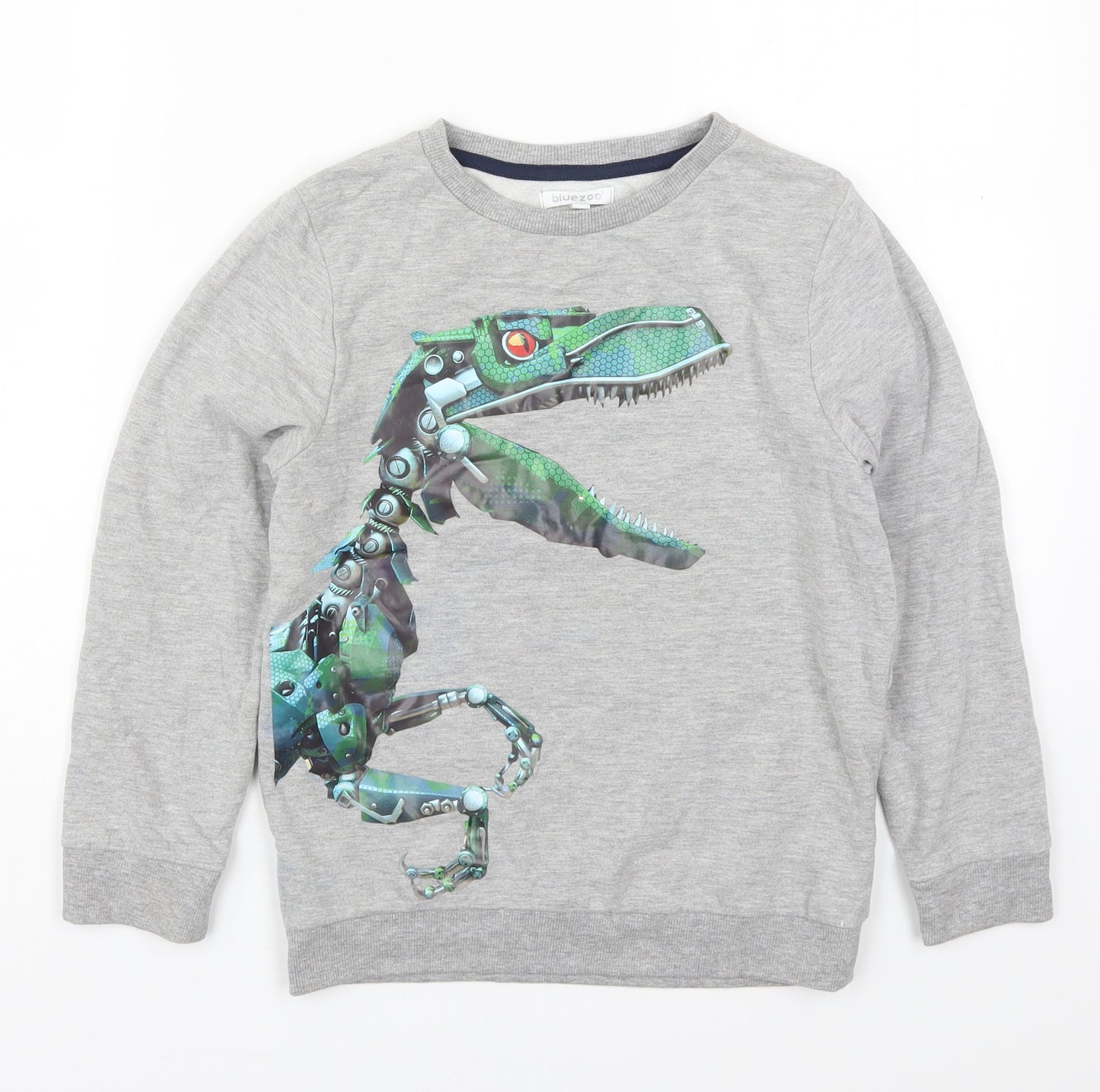 Blue Zoo Boys Grey  Cotton Pullover Sweatshirt Size 8-9 Years  Pullover - Robot Dinosaur