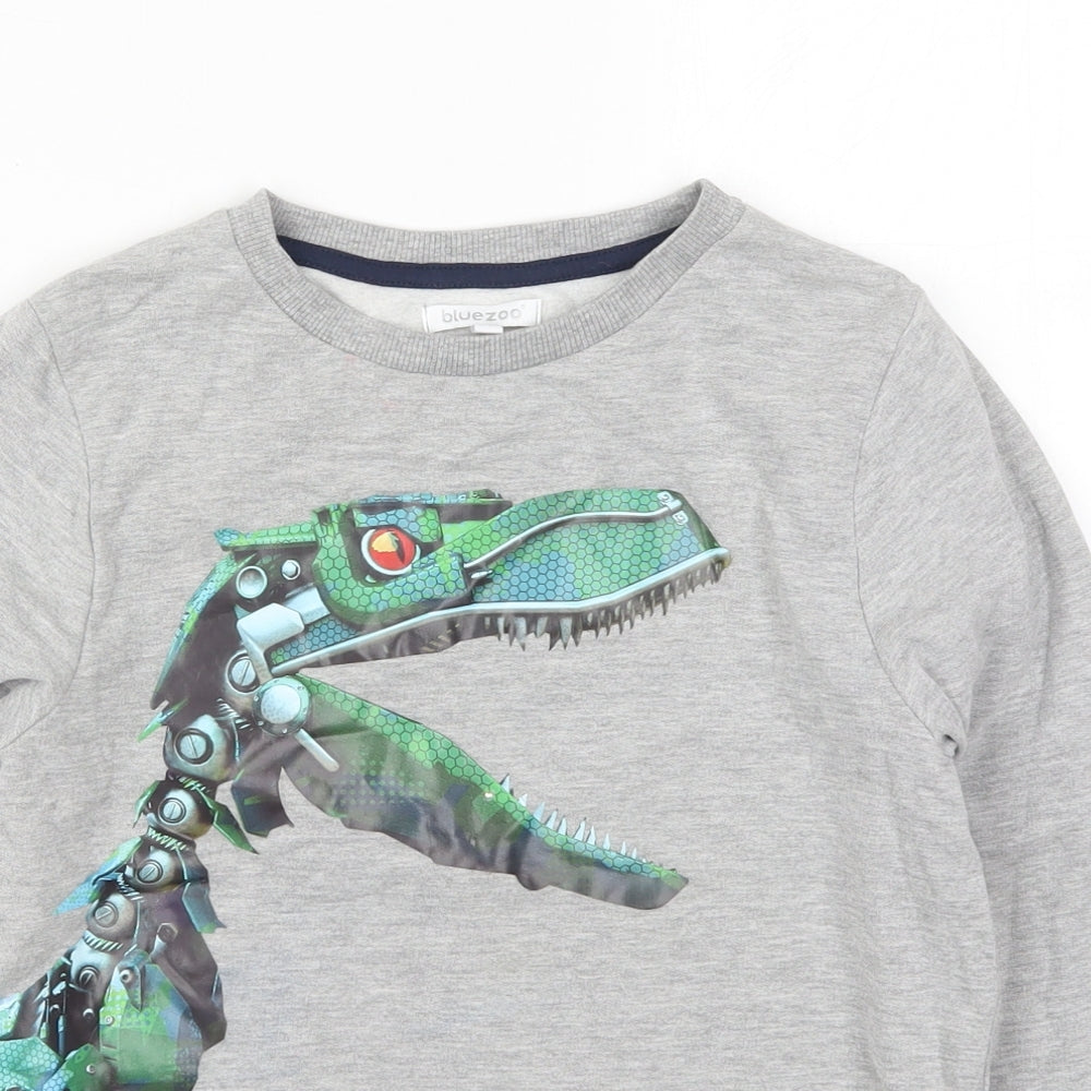 Blue Zoo Boys Grey  Cotton Pullover Sweatshirt Size 8-9 Years  Pullover - Robot Dinosaur