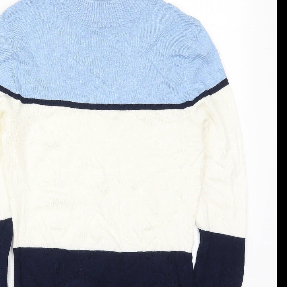 New Look Womens Blue Round Neck Striped Viscose Pullover Jumper Size 6