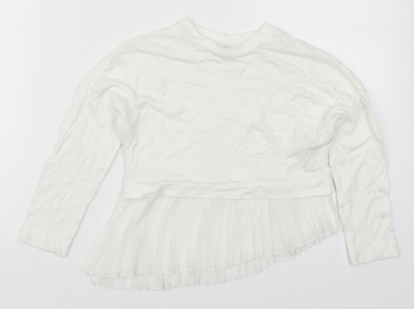 River Island Girls White Round Neck  Viscose Pullover Jumper Size 5-6 Years  Pullover