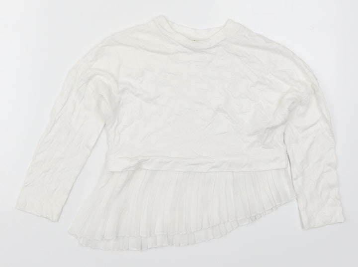 River Island Girls White Round Neck  Viscose Pullover Jumper Size 5-6 Years  Pullover