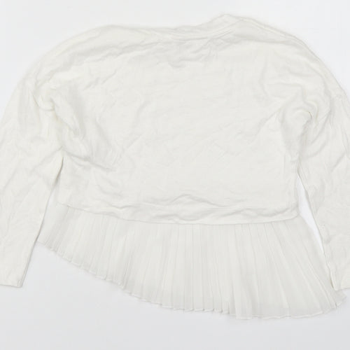 River Island Girls White Round Neck  Viscose Pullover Jumper Size 5-6 Years  Pullover