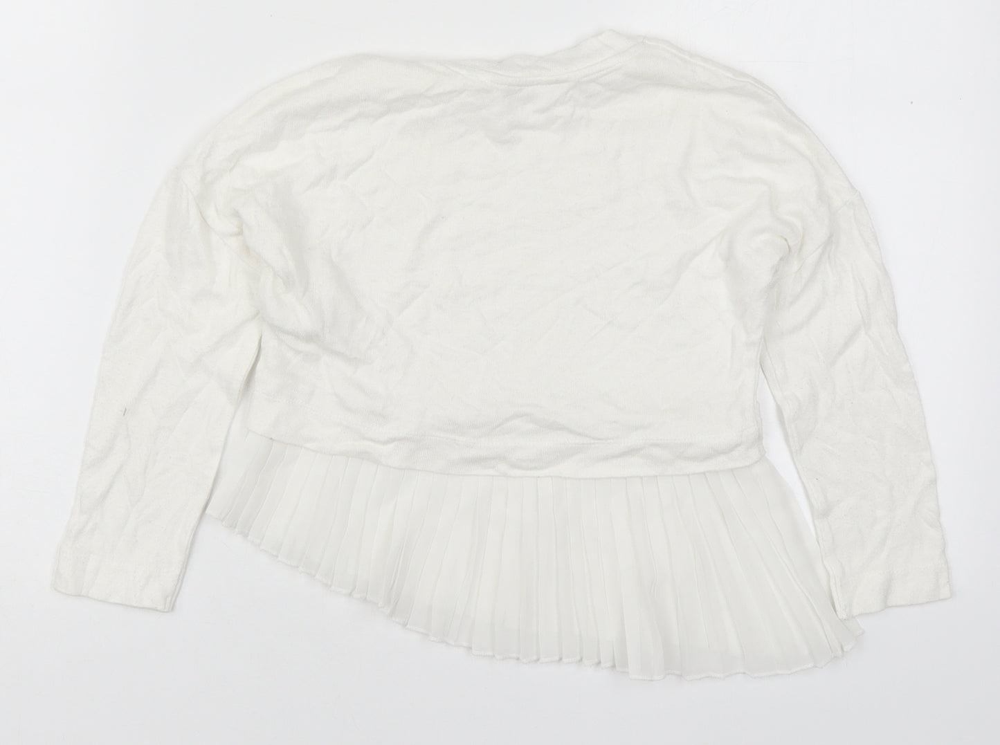 River Island Girls White Round Neck  Viscose Pullover Jumper Size 5-6 Years  Pullover