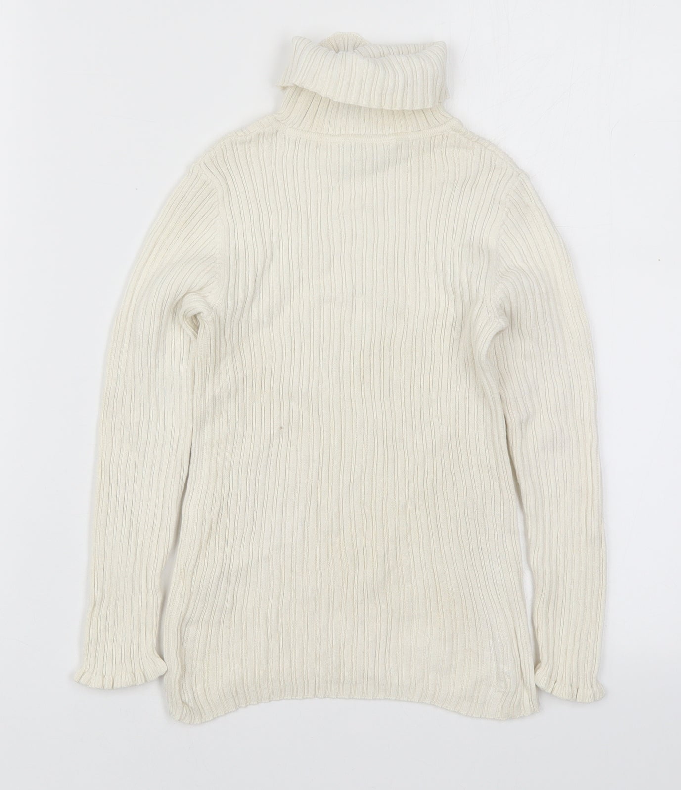George Girls Beige Roll Neck  Cotton Pullover Jumper Size 7-8 Years  Pullover - Cream Coloured