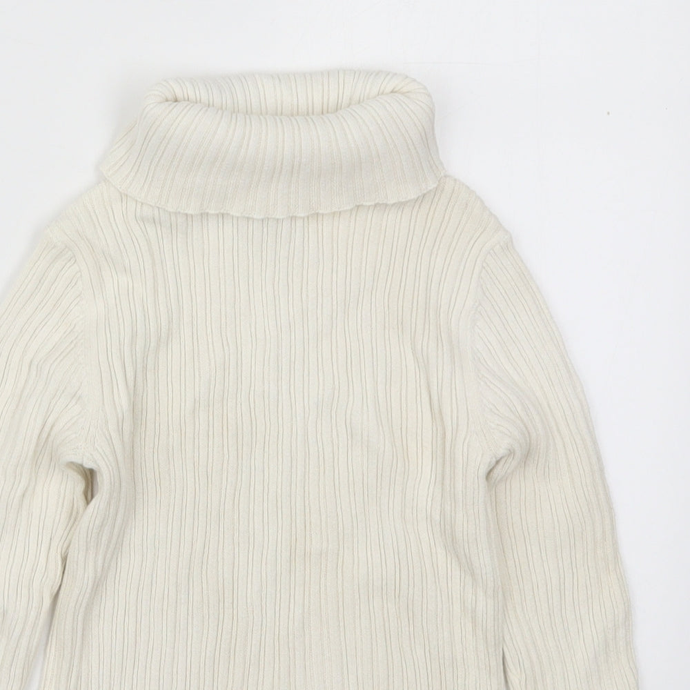 George Girls Beige Roll Neck  Cotton Pullover Jumper Size 7-8 Years  Pullover - Cream Coloured