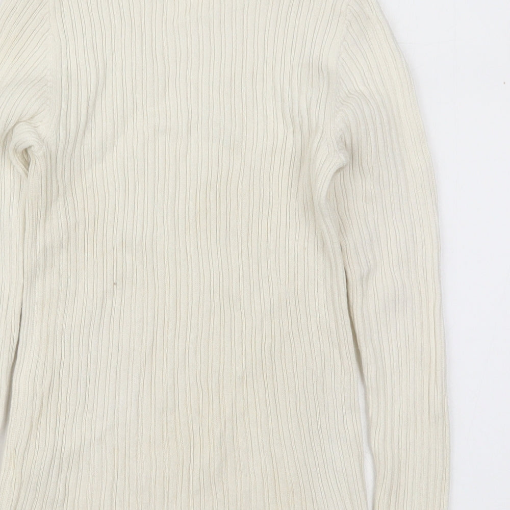 George Girls Beige Roll Neck  Cotton Pullover Jumper Size 7-8 Years  Pullover - Cream Coloured