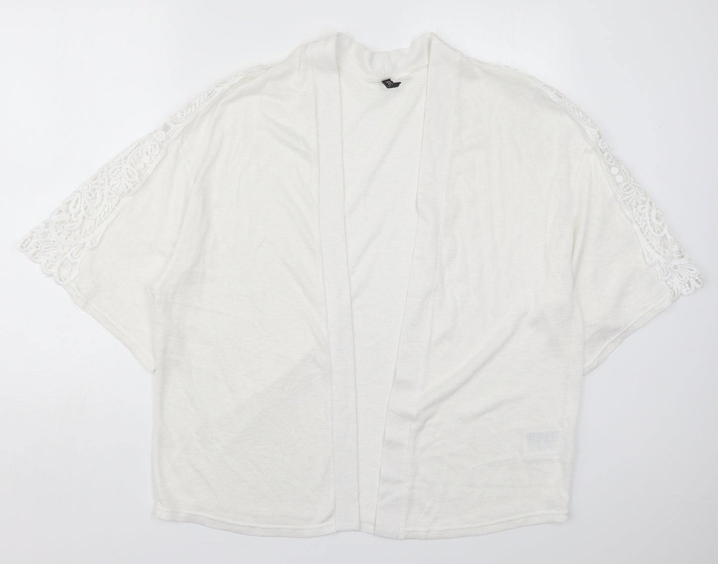 H&M Womens White V-Neck  Polyester Cardigan Jumper Size S