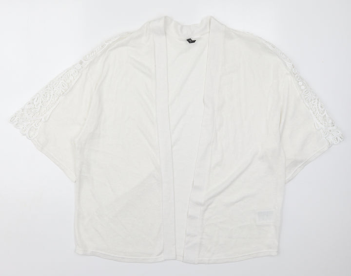 H&M Womens White V-Neck  Polyester Cardigan Jumper Size S