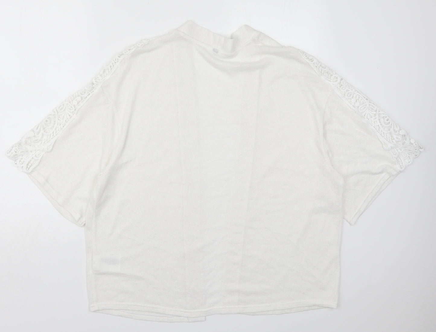 H&M Womens White V-Neck  Polyester Cardigan Jumper Size S