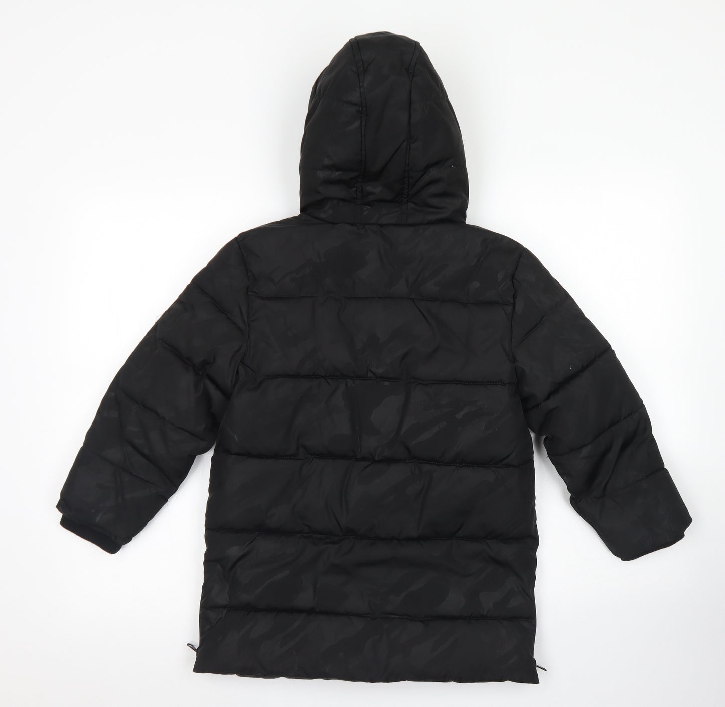 George Boys Black Camouflage  Puffer Jacket Coat Size 6-7 Years  Zip