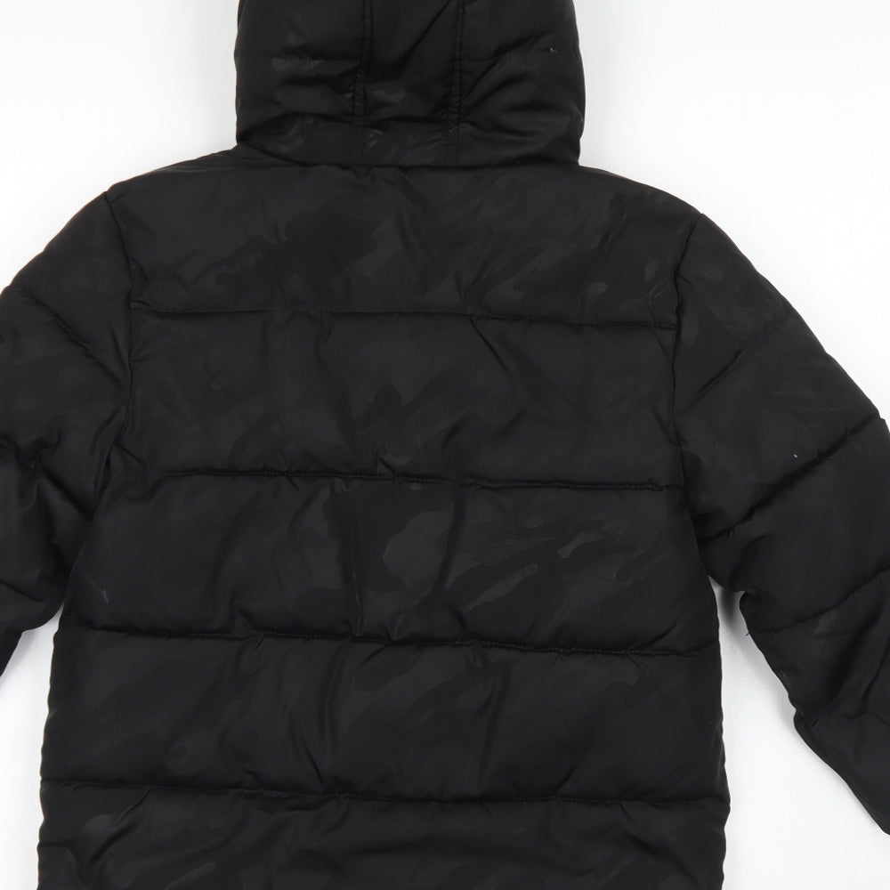 George Boys Black Camouflage  Puffer Jacket Coat Size 6-7 Years  Zip