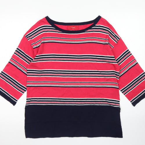 NEXT Womens Pink Boat Neck Striped Cotton Pullover Jumper Size 8