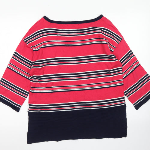 NEXT Womens Pink Boat Neck Striped Cotton Pullover Jumper Size 8
