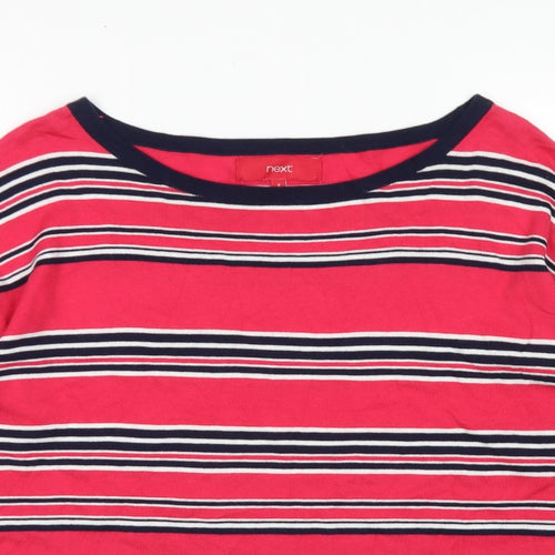 NEXT Womens Pink Boat Neck Striped Cotton Pullover Jumper Size 8