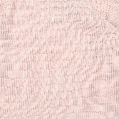 Originals Knitwear Womens Pink Round Neck Striped Acrylic Pullover Jumper Size M