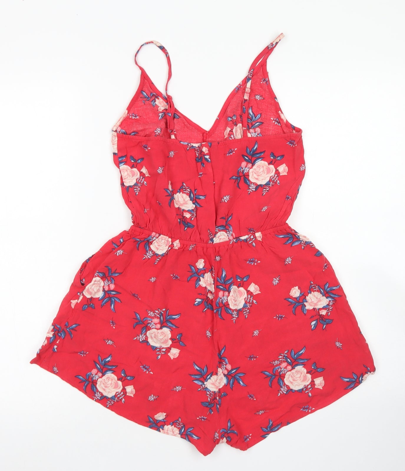 Divided Womens Red Floral Viscose Playsuit One-Piece Size 8