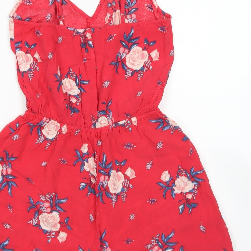 Divided Womens Red Floral Viscose Playsuit One-Piece Size 8