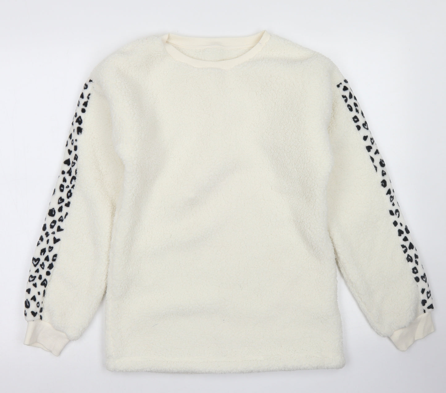 Matalan Girls White Animal Print Polyester Pullover Sweatshirt Size 13 Years