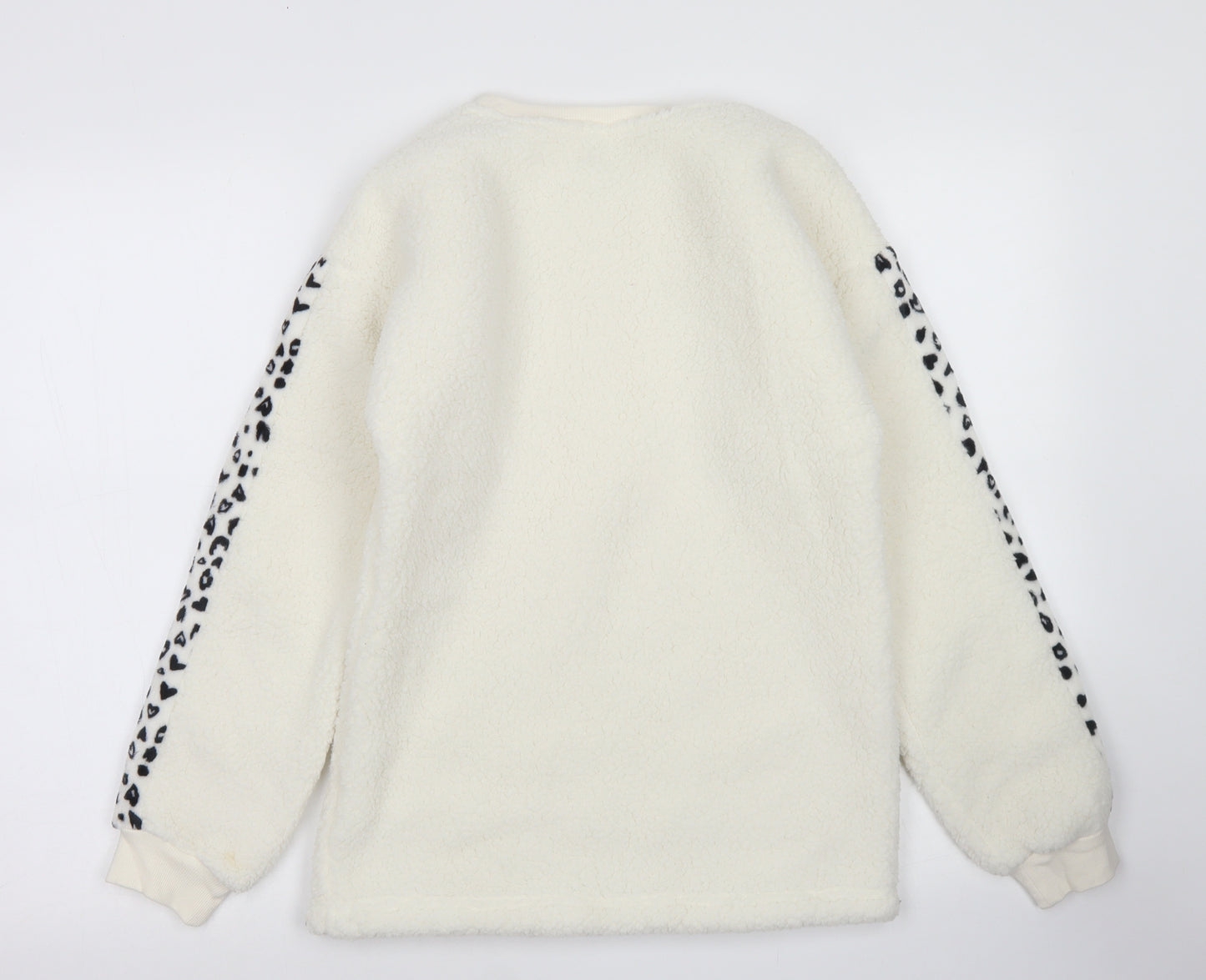 Matalan Girls White Animal Print Polyester Pullover Sweatshirt Size 13 Years