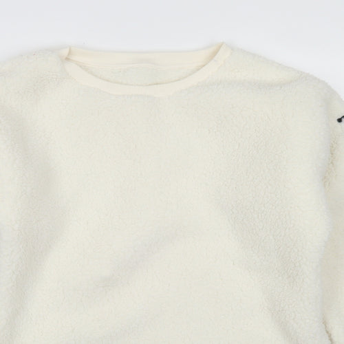 Matalan Girls White Animal Print Polyester Pullover Sweatshirt Size 13 Years