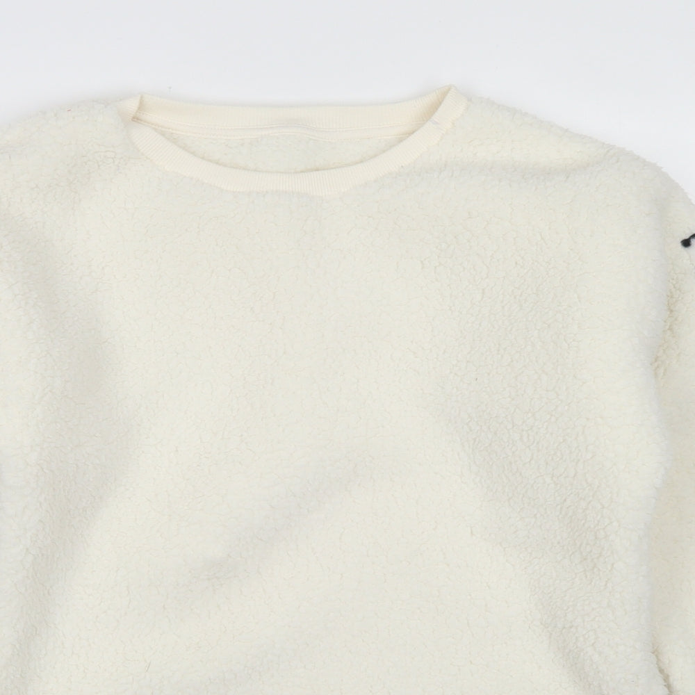 Matalan Girls White Animal Print Polyester Pullover Sweatshirt Size 13 Years