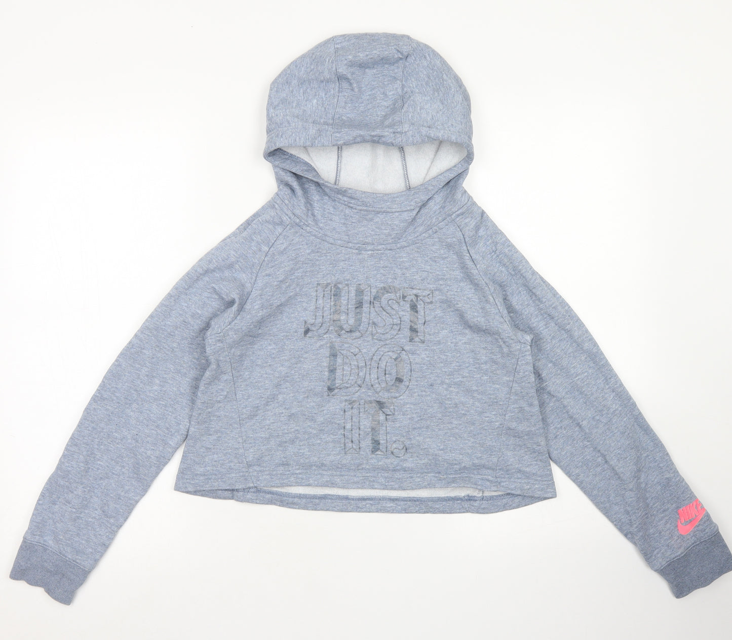 Nike Girls Blue  Cotton Pullover Hoodie Size 12-13 Years   - Cropped