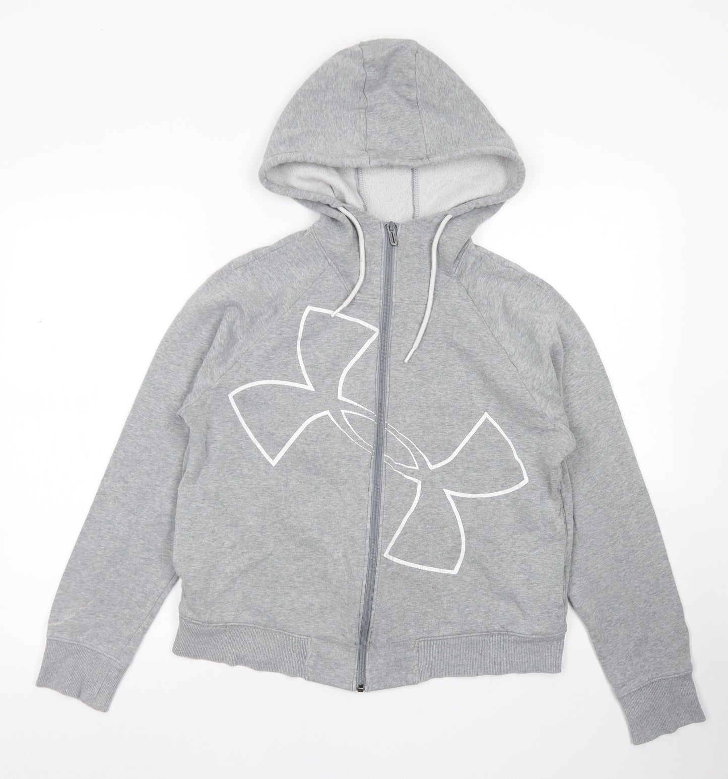 Under armour Womens Grey  Cotton Full Zip Hoodie Size M  Zip