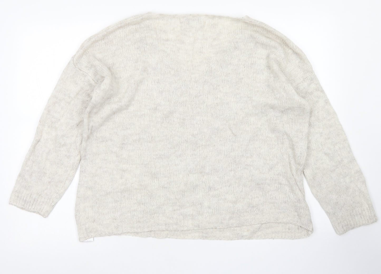 Apricot Womens Beige V-Neck  Acrylic Pullover Jumper Size M