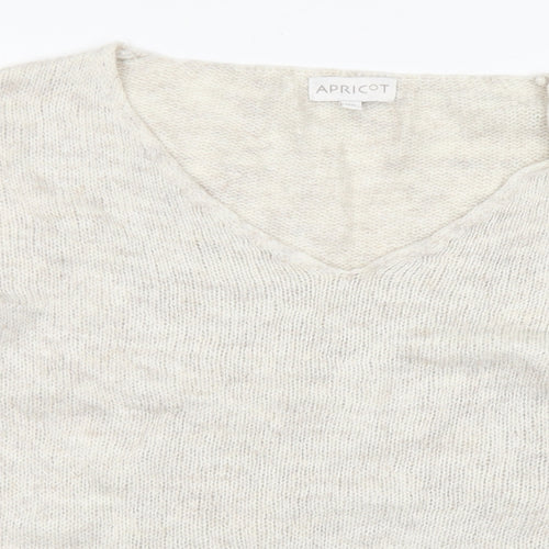 Apricot Womens Beige V-Neck  Acrylic Pullover Jumper Size M