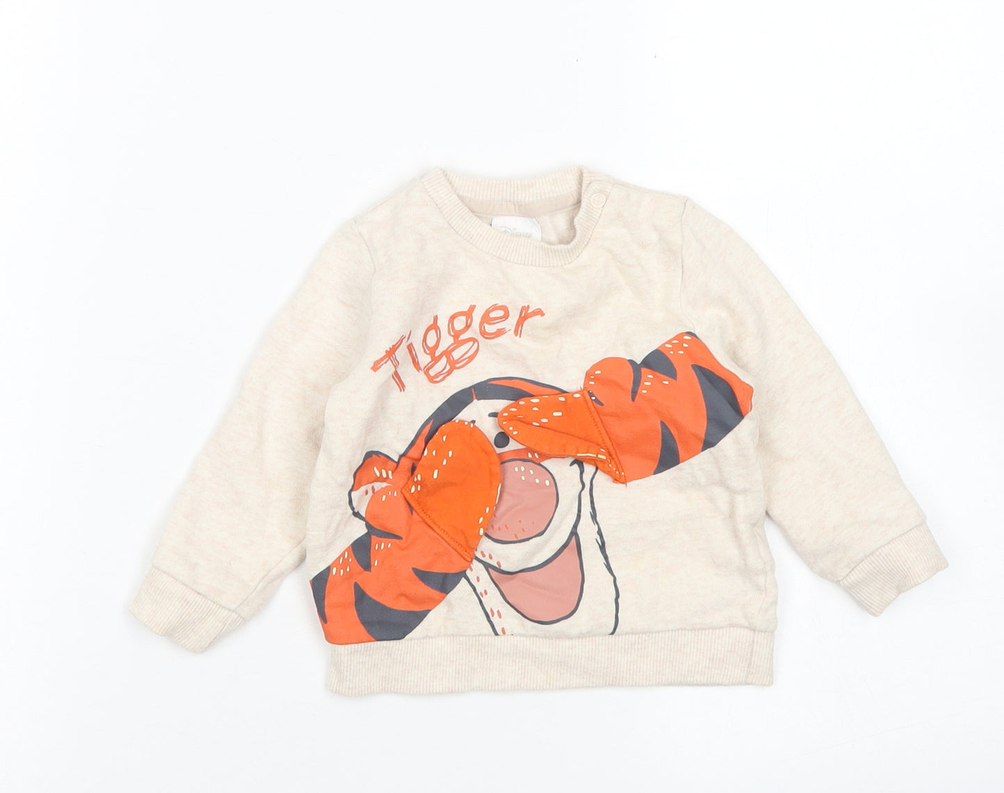 Disney Baby Boys Beige  Cotton Pullover T-Shirt Size 9-12 Months Crew Neck  - Tigger