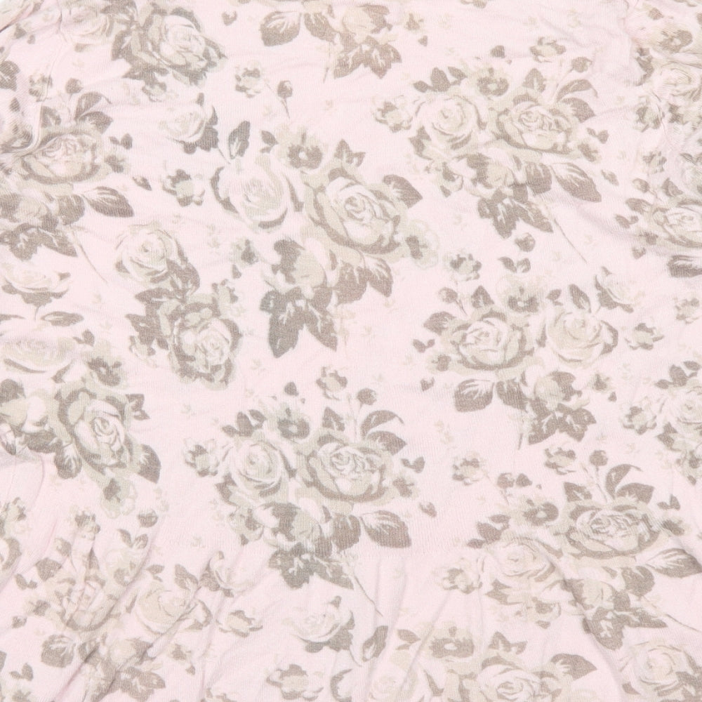 M&S Womens Pink Crew Neck Floral Viscose Pullover Jumper Size 16   - Peplum